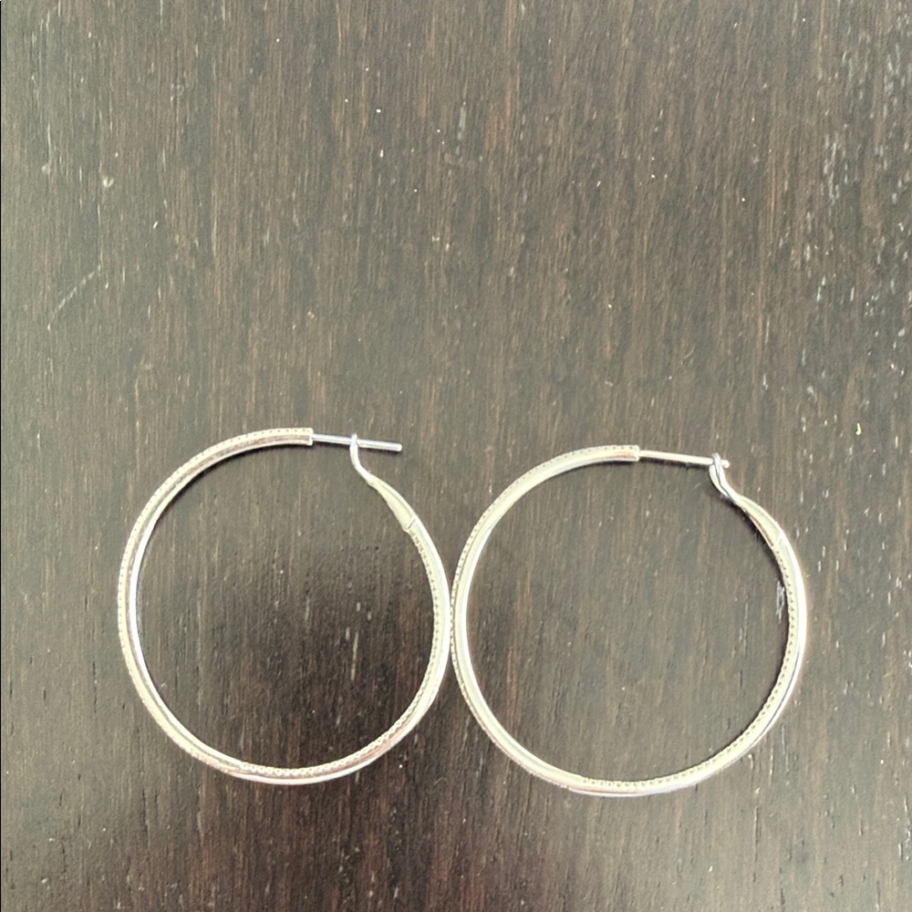 Elegant White Gold Pave Diamond Hoop Earrings 2 inch - 14 Karat in Beverly Hills
